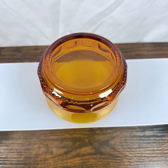 VTG Amber Glass Bowl 5” – Retro Mid-Century Patterned Dessert / Custard Dish - Picture 4 of 5